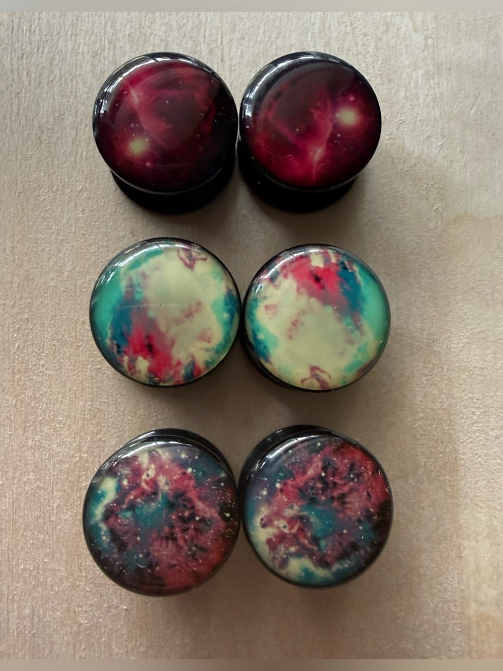 Galaxy Ear Plugs - Assorted Nebula Designs (Set of 3) size 00g